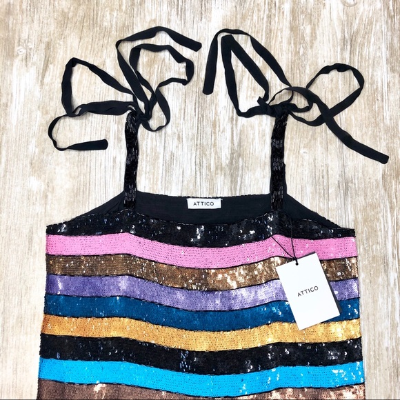 ATTICO Sabrina Sequin Dress Multi Rainbow Mini NWT - Picture 6 of 15